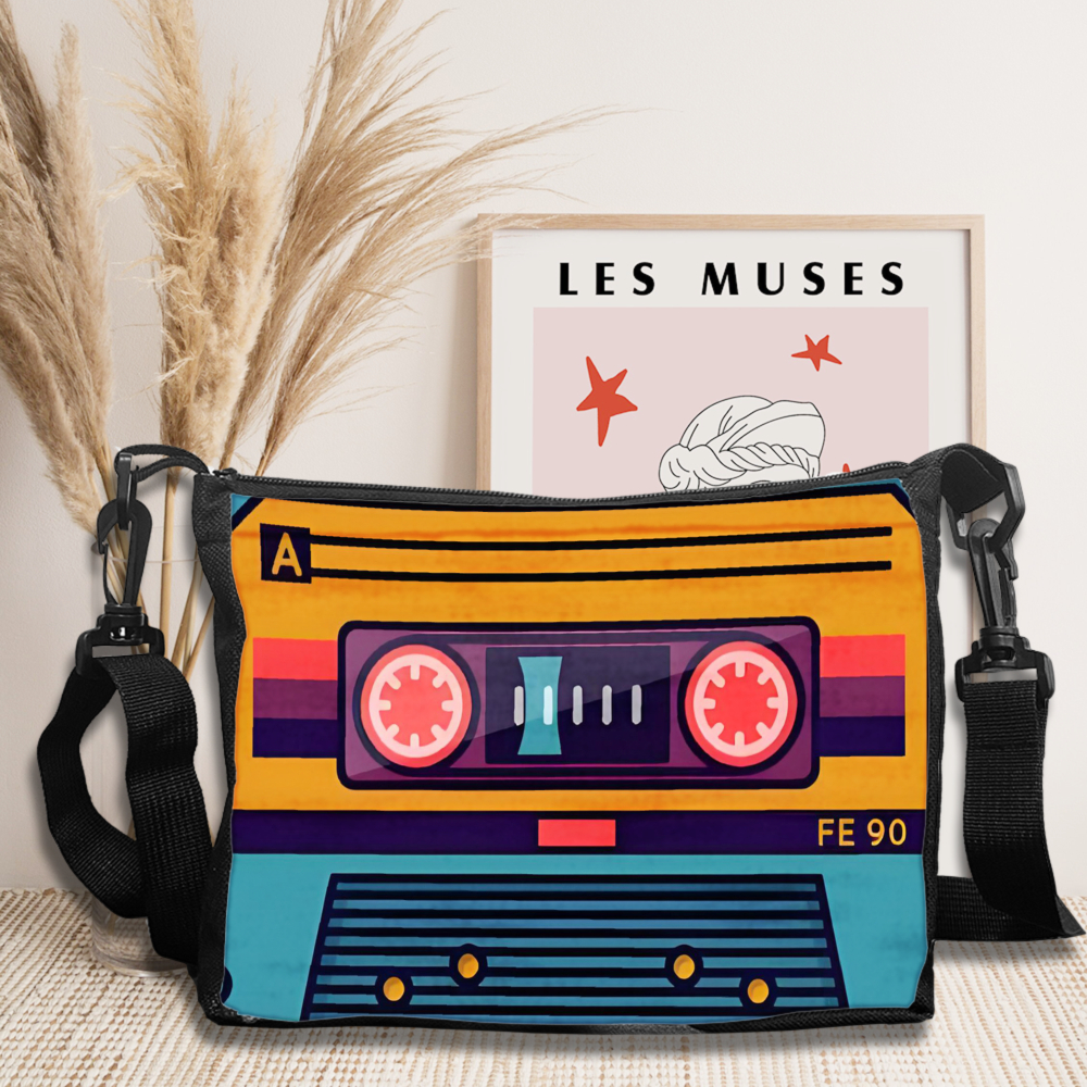 Travel Accessories Gadget - Crossbody Bag Polyester Retro Cassette Tape
