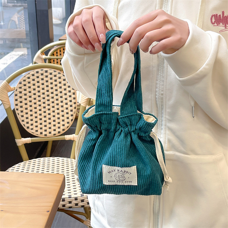 Travel Accessories Organizer Bag - Fashion Corduroy Drawstring Handbags Protable Phone