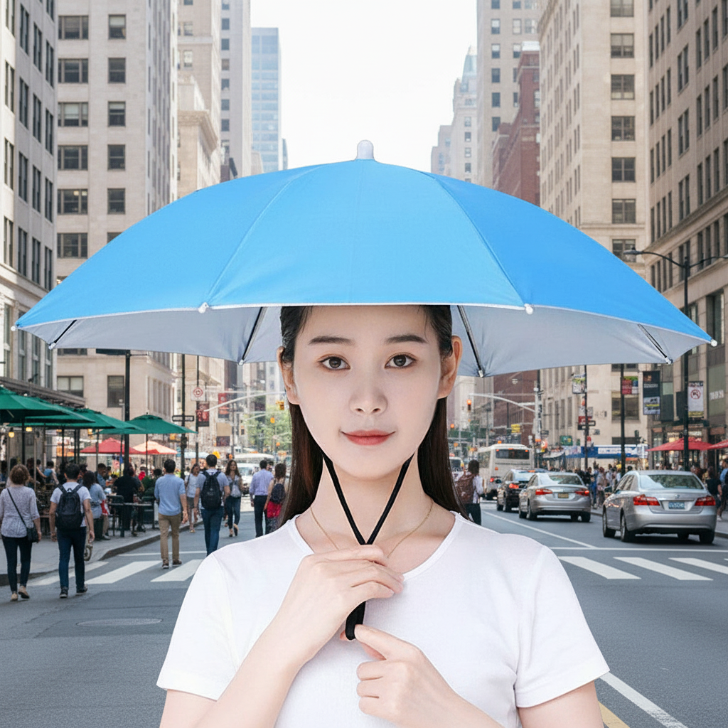 Travel Umbrella Compact - Sunscreen hat, umbrella, large head mounted