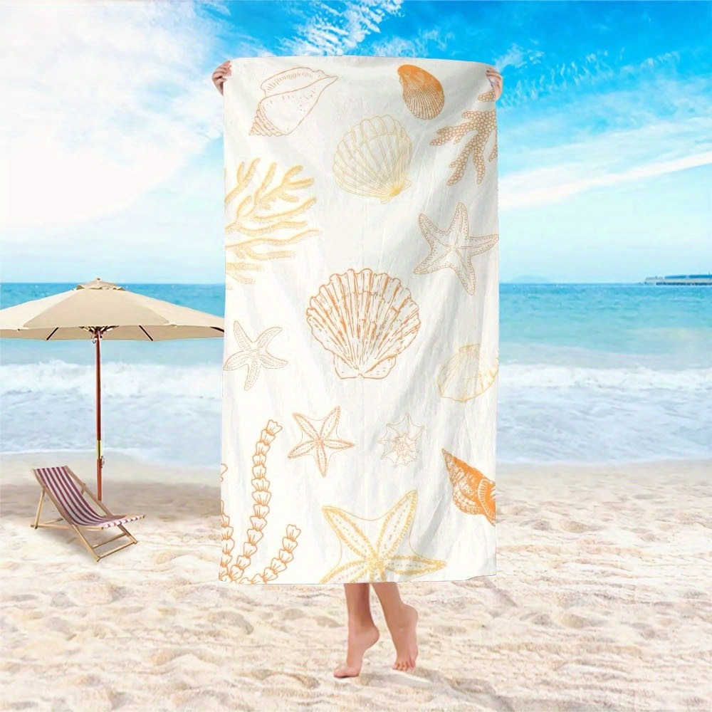 Travel Yoga Accessories - 1pc Tropical Shell Starfish Beach Towel,