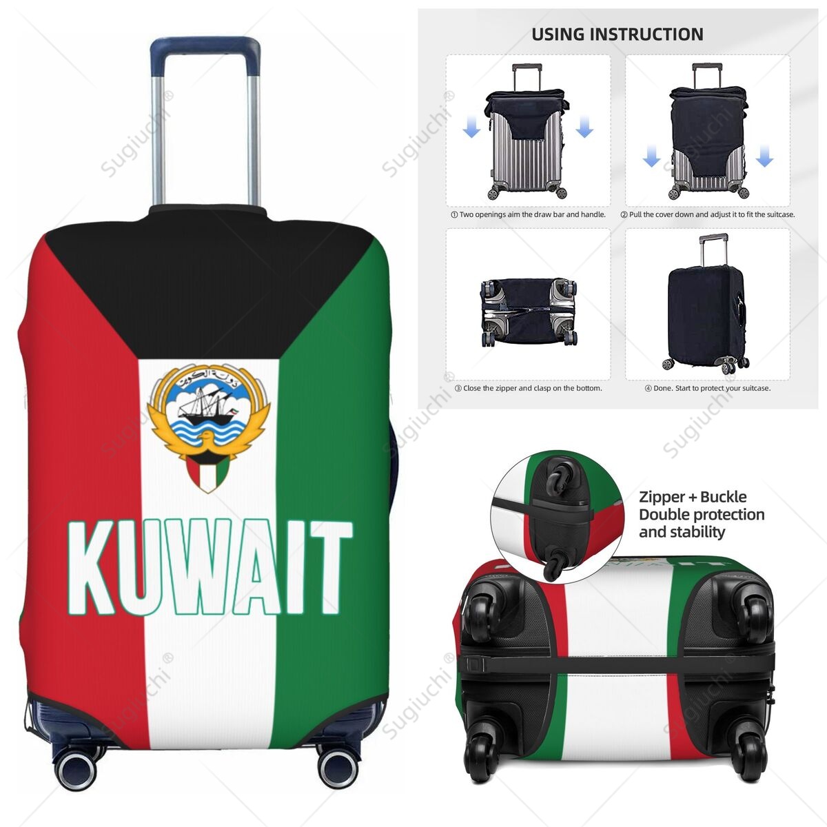 Travel Accessories Kuwait - Kuwait Flag Luggage Cover Suitcase Elastic