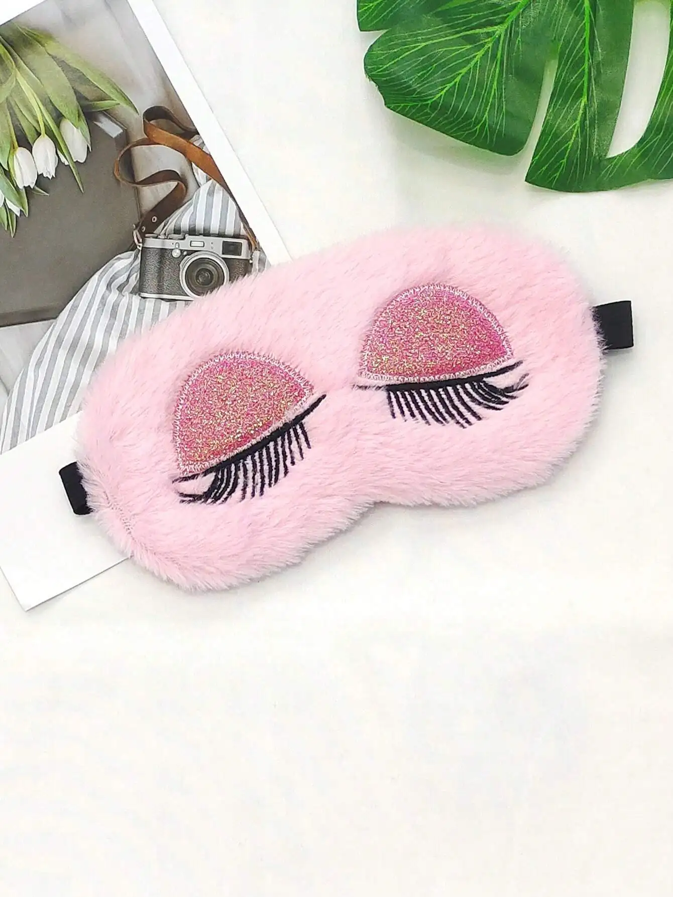 Eye Mask Sleep Travel - 1pc Pink Plush Cute Eye Mask,