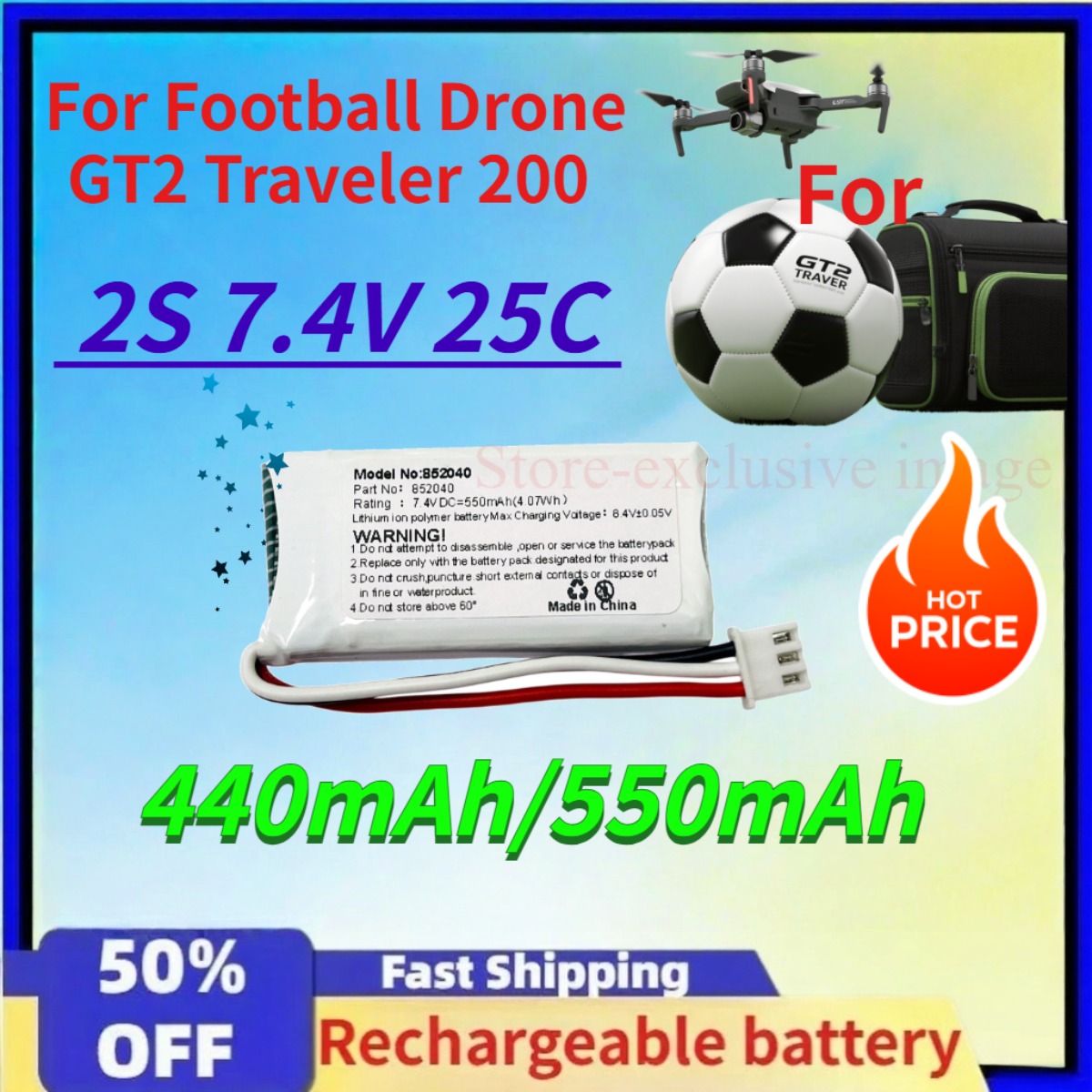 440mAh/550mAh 2S 7.4V 25C Lith - Xiaomi Travel Accessories recension och pris