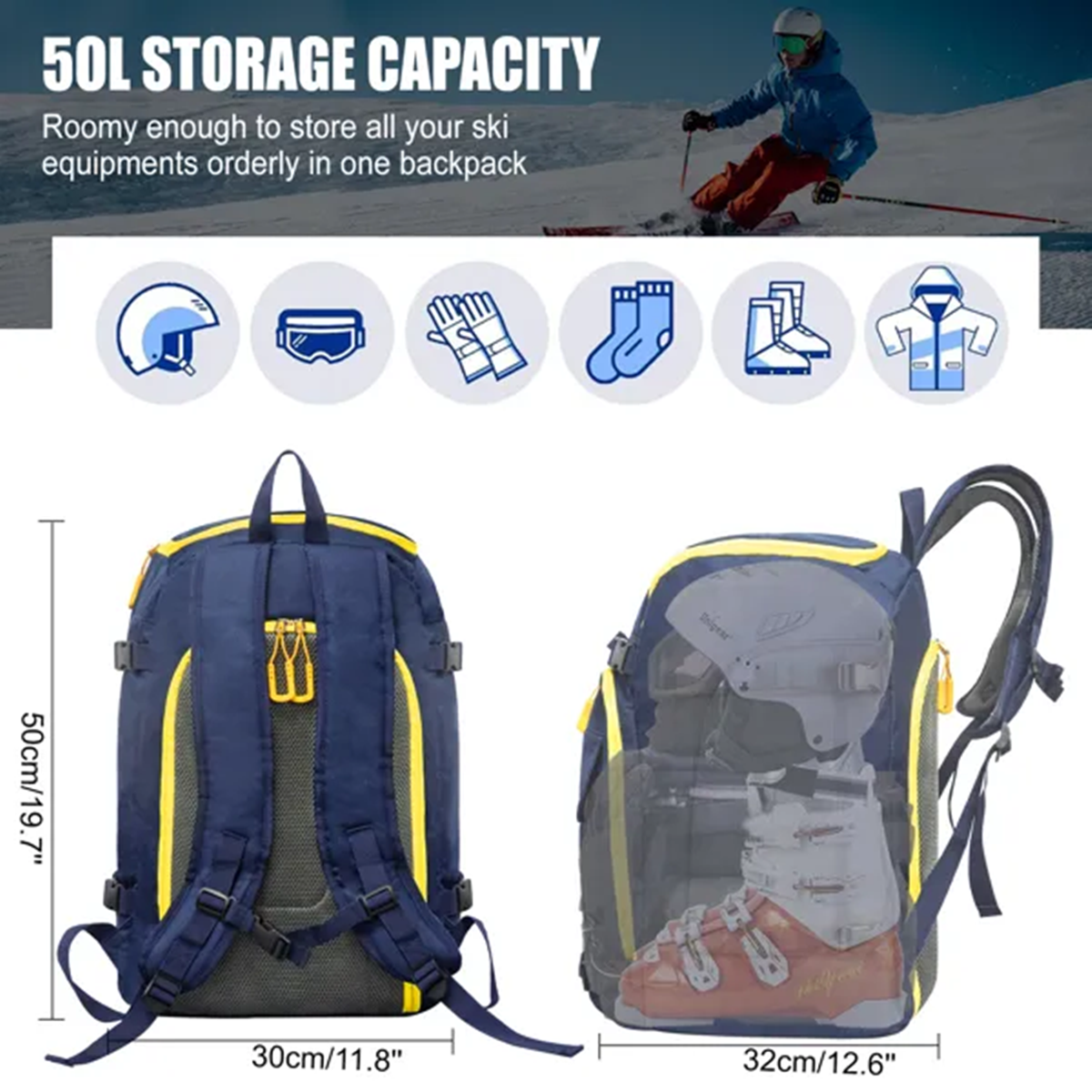 50L Blue Travel Ski Backpack f - Travel Accessories In Amazon recension och pris