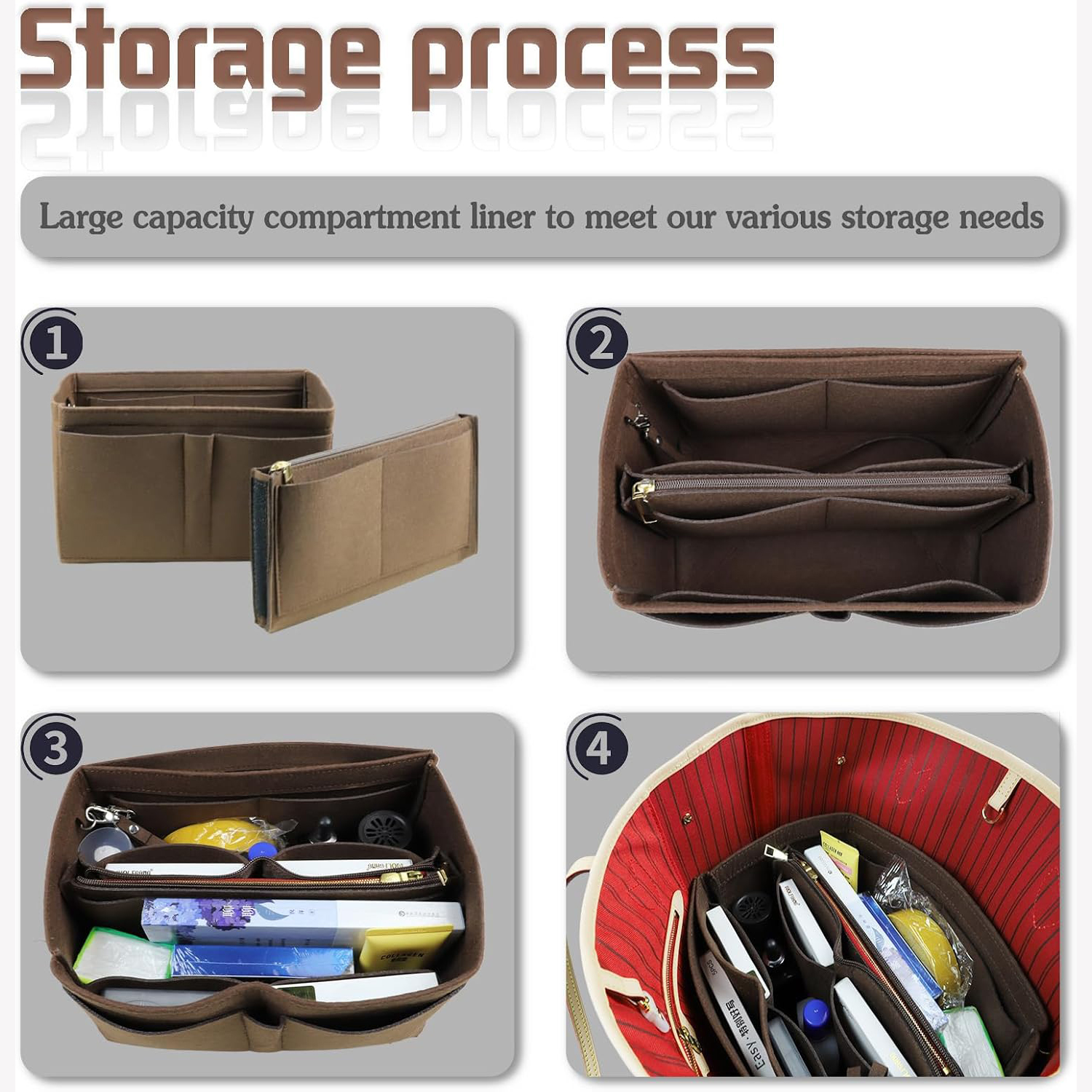 Felt Insert Bag Organizer for  - Travel Accessories Lv recension och pris
