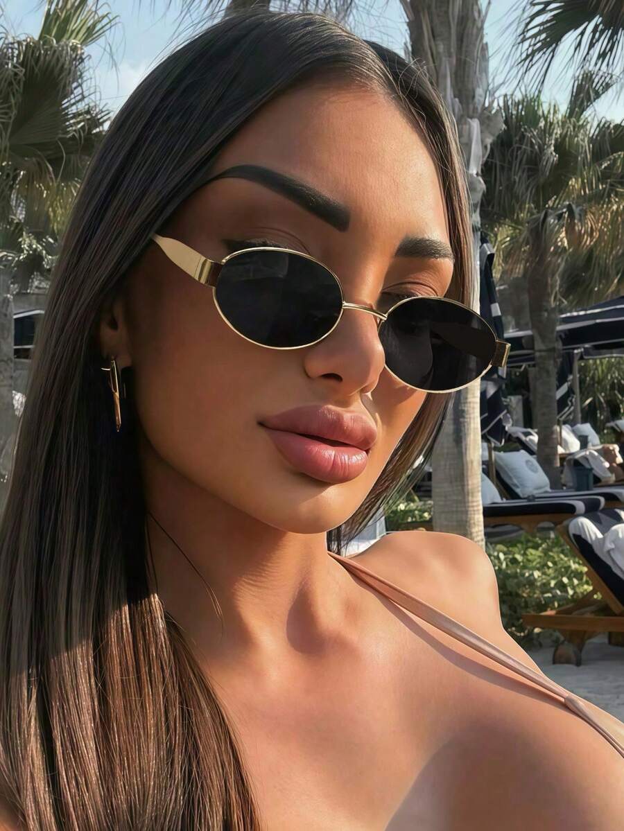 2 Pcs Oval Metal Sunglasses Fo - Travel Accessories For Women recension och pris