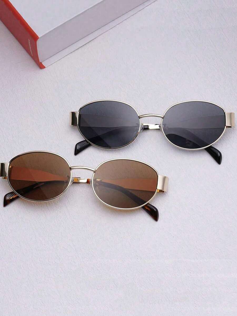 2 Pcs Oval Metal Sunglasses Fo - Travel Accessories For Women recension och pris