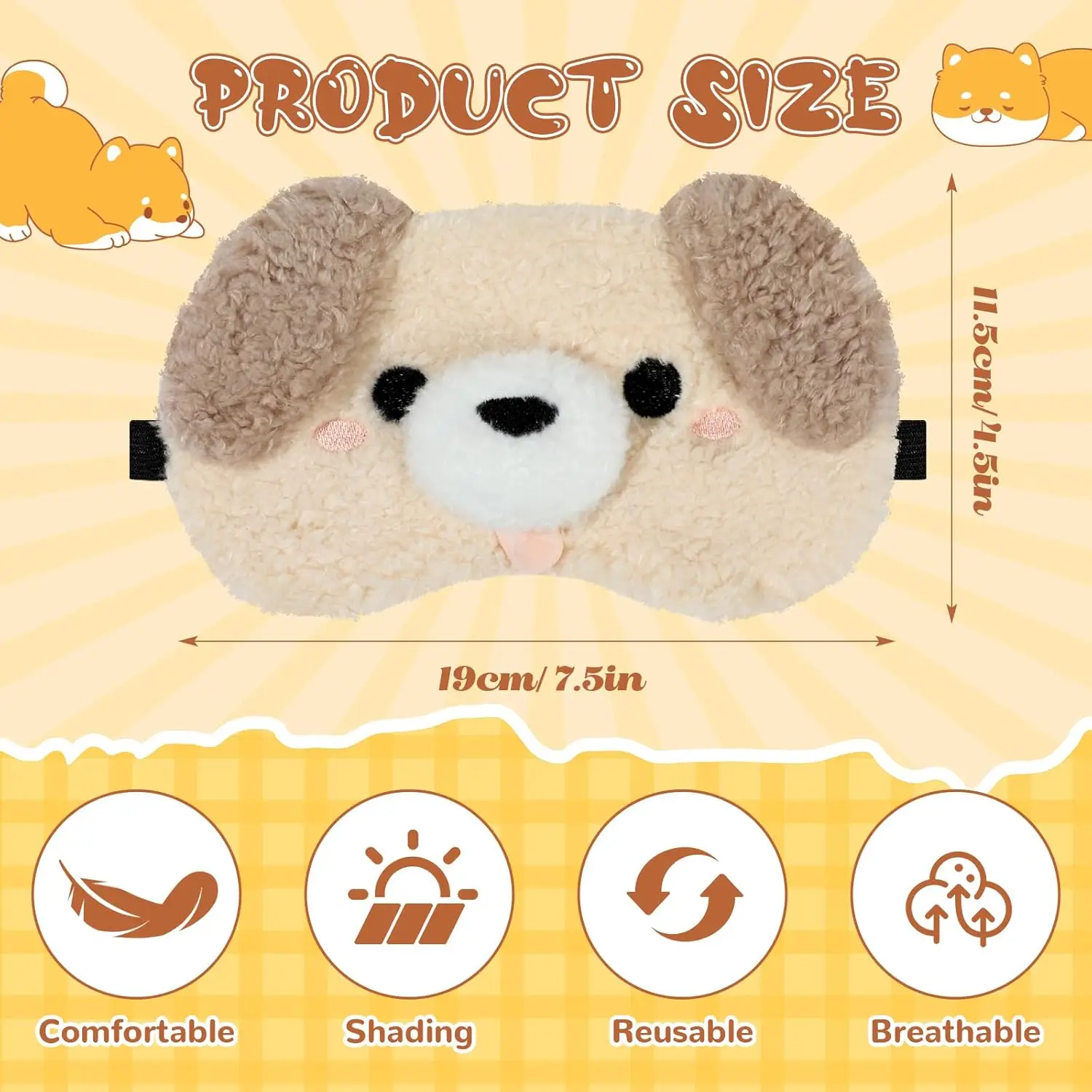 Cute Plush Dog Eye Mask Set, S - Eye Mask Sleep Travel recension och pris