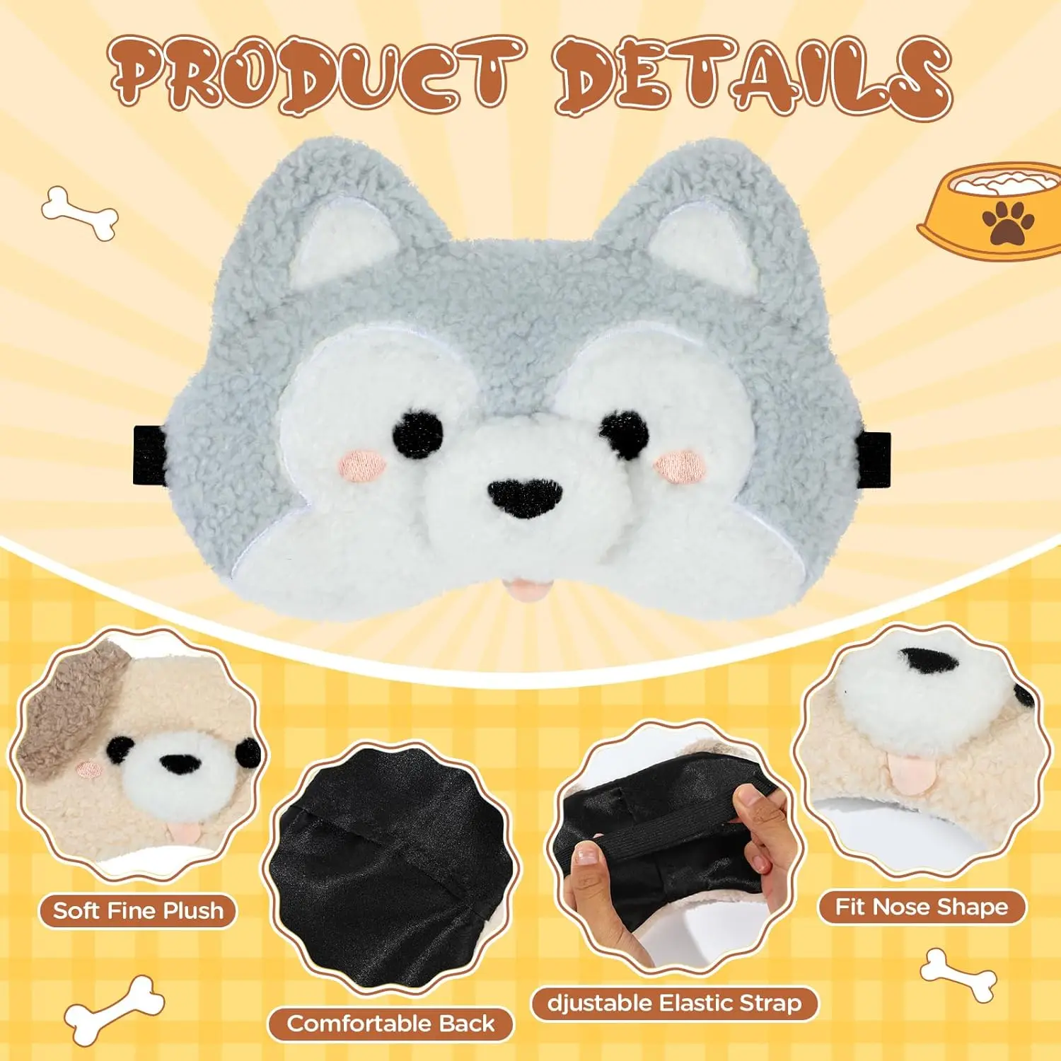 Cute Plush Dog Eye Mask Set, S - Eye Mask Sleep Travel recension och pris