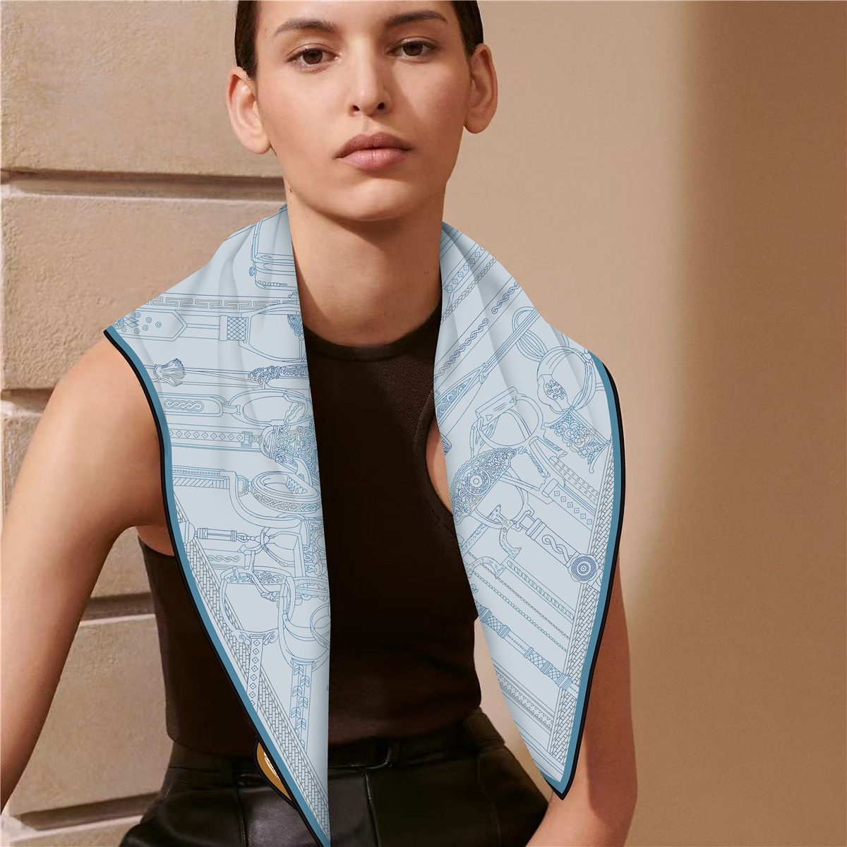 Two Sided Print Twill Scarf Wo - Travel Accessories For Women recension och pris