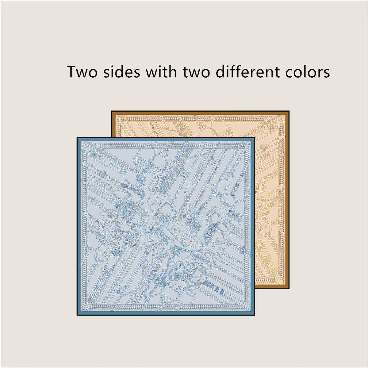 Two Sided Print Twill Scarf Wo - Travel Accessories For Women recension och pris