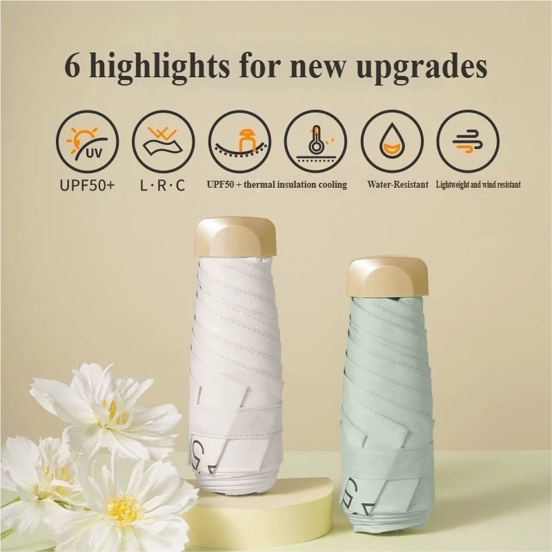 Small Folding Umbrella Sun Wom - Travel Umbrella Compact recension och pris