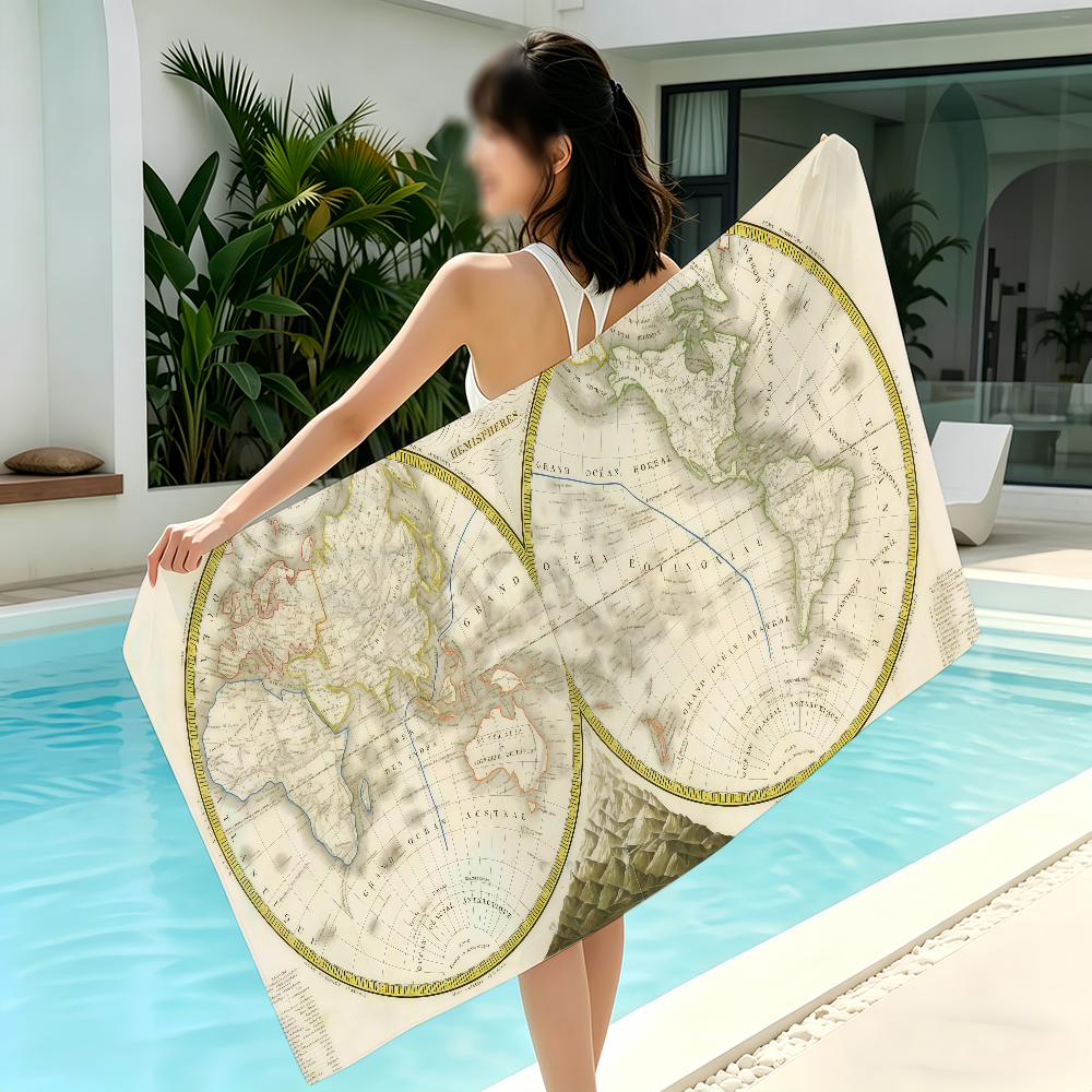 Antique World Map Towel Beach  - Travel Yoga Accessories recension och pris