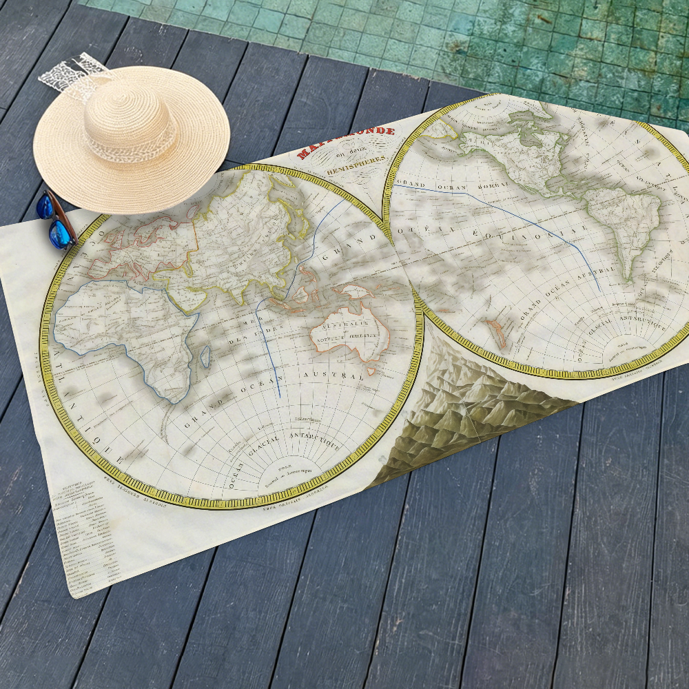 Antique World Map Towel Beach  - Travel Yoga Accessories recension och pris