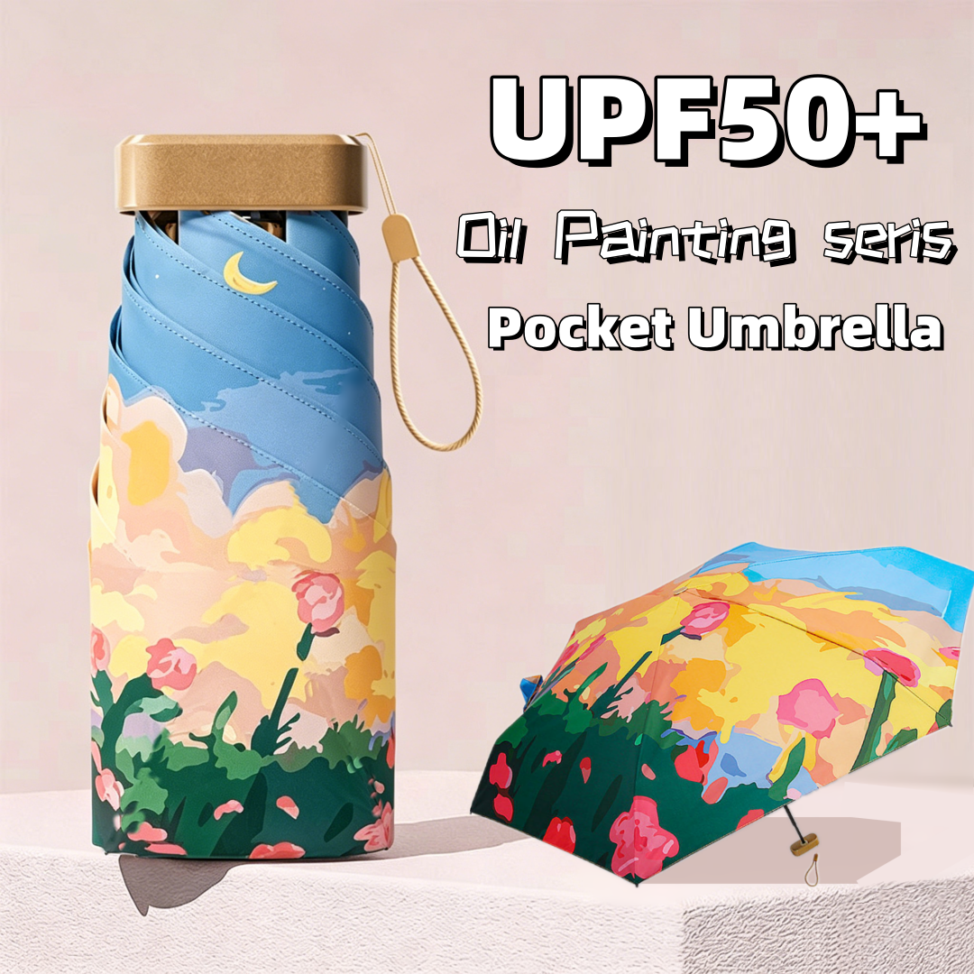 Oil Painting Style UPF50+ Sun  - Travel Umbrella Compact recension och pris
