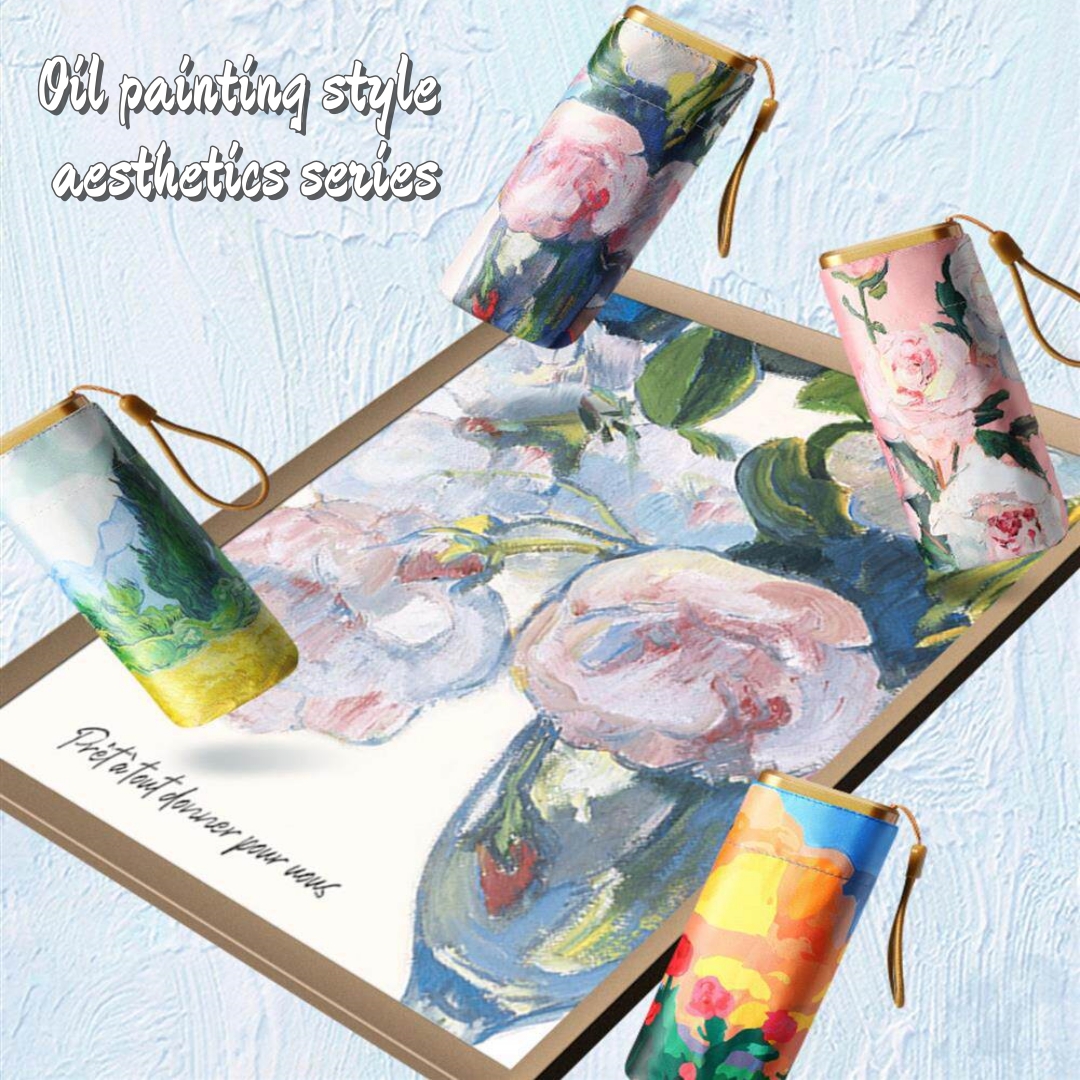 Oil Painting Style UPF50+ Sun  - Travel Umbrella Compact recension och pris