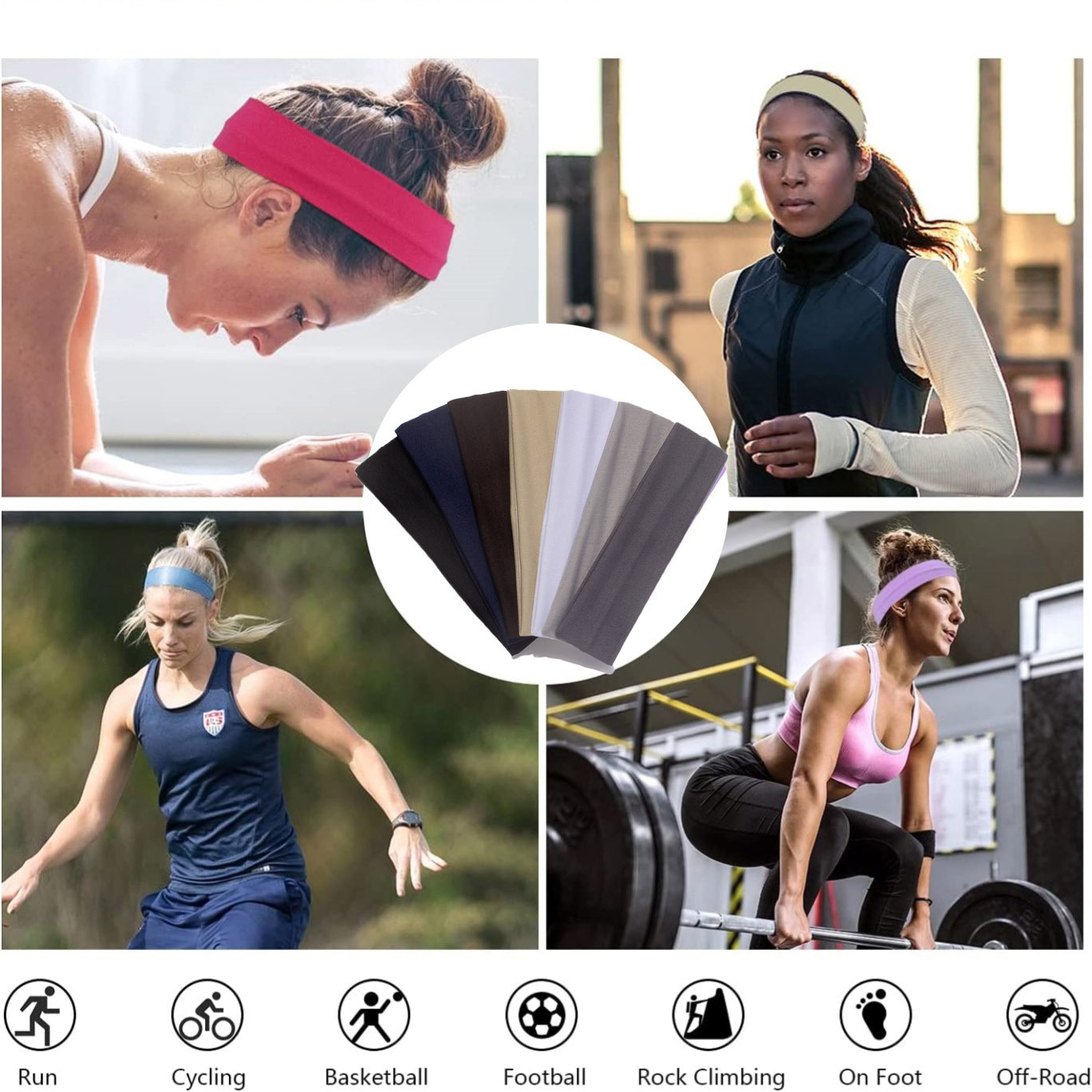 Women Gray Elastic Yoga Headba - Travel Yoga Accessories recension och pris